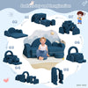Blue Kids Play Couch Set Fold Out Modular Sofa Modular Couch for Playrooms etc