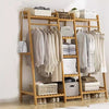 Bamboo Garment Coat Clothes Stand Rack Hat Shoe Wooden Hanger Holder Shelf Tidy