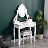 White Dressing Table with Mirror and Stool, 5 Drawers for Storage, 75x40x141.5cm