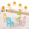 Children Wooden Table and 4 Chairs Set Activity Desk Set Colorful