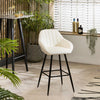 Set of 2 Velvet Kitchen Counter Island Bar Stools with Backs Cream Fabric