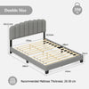 Linen Upholstered Platform Bed with Adjustable Scalloped Tufted Headboard-Grey
