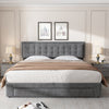 OTTOMAN STORAGE GAS LIFT BED 6FT 180X200 UPHOLSTERED BED FRAME WITH DRAWER GREY