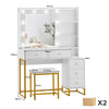 White Dressing Table With LED Lights Mirror Vanity Table Hidden Storage