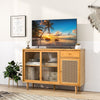 Kitchen Buffet Sideboard Storage Cabinet Cupboard w/ Tempered Glass Sliding Door