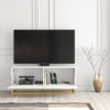 TV Unit 100cm Fluted Doors White Matt Gold Metal Base Modern Cabinet Stand