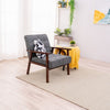 New Accent Chair Wood Frame with Cushion Balck Wide Seat Armchair