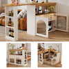 Kitchen Island Extendable Dining Table Bar Bistro Table with Storage Cabinet