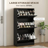 Narrow Shoe Cabinet with 3 Flip Drawers for 18 Pairs of Shoes Black