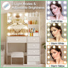 Drawer Stool Dressing Table Vanity Makeup Desk & Adjustable Led Lighted Mirror