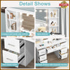White Dressing Table Wood Makeup Desk with LED Mirror 7 Drawers Storage Bedroom