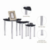 3pcs Heart Shape Black Tempered Glass Side End Nested Table Bedside Coffee Table