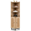PE Rattan Corner Cabinet 172 cm Tall Corner Bookcase with 2 Doors
