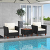 3 Pcs Garden PE Rattan Wicker Chair Conversation Set Patio Storage Table Chairs