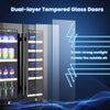 Double Door Dual Zone Beverage Wine Fridge Auto Defrost Drinks Refrigerator 120L