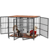 Heavy Dog Crate Furniture Side Table Dog Kennel Cage 4 Doors & Removable Divider