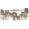 7 Piece Garden Dining Set with Cushions Beige Poly Rattan L5M9