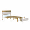 4ft6 Double Gold Metal Bed Frame with Drawer Storage Headboard Charging Station