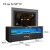 Modern 120CM TV Unit Cabinet Stand Set Black High Gloss with LED Lights Drawers