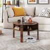 2-Tier Round Coffee Table 74cm Tea Cocktail Table w/ Storage-Coffee