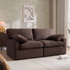 Dusk Cairo Chocolate Linen Feather Filled 2 Seater Sofa RRP l