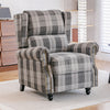 Recliner, Chair Black & Grey Check Linen Armchair w/Adjustable Footrest - Lounge
