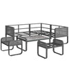 Outdoor Garden Furniture Patio Conservatory Set Corner Sofa with Table & Stools