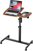 Height Adjustable Rolling Laptop Desk Over-bed Table with 2 Tilting Desktops