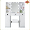 Dressing Table Vanity Set Makeup Desk with Dimmable 10 LED Light Mirror Stool