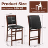 Folding Kitchen Island Stool Set of 2 Counter Height Chairs-Brown