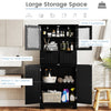 Freestanding Floor Cabinet Tall Bathroom Storage Cabinet-Black