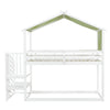 Bunk Bed House Cabin Bed 3FT Single Wooden Mid Sleeper Kids Unit With Stairs