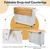 Kitchen Island on Wheels Storage Trolley Cart Drop Leaf Drawers Shelves White
