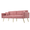 Fabric Sofa Bed Love Seat Sofa Settee Couch with Gold Metal Legs & Cushions Pink