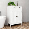 White Bathroom Floor Cabinet Freestanding 2 Doors Drawer Cupboard Storage Shelf