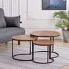 Industrial Nest of 3 Tables Coffee Table Set Nesting Side Table Rustic Round New