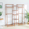 Wooden Clothes Rail Rack Garment Hanging Stand Open Wardrobe w/Bottom&Top Shelf