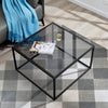 Glass Coffee Table With Storage Rectangle Modern Living Room Furniture Grey