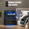 Bedside Table with Charging Station & Led Lights, Bedside Cabinet with 3 Drawers