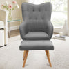 Occasional Scalloped Button High Back Fabric Armchair Sofa Chair Footrest Stool