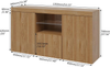Sideboard White LED Light Storage Cabinet Glass Shelf Three Door Display Modern