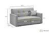 Brand New Sofa Bed 2 Seater Grey Fabric Under Seat Storage, Large Sleeping Area!