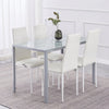 4pcs High Back White Faux Leather Dining Chairs Metal Legs Dining Room Kitchen