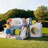 Toddler Slide Set,8in1 Kids Slide Playset wBasketball Hoop and Tunnel Playground