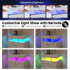 Modern End Table LED Nightstand High Gloss Bedside Table Adjustable Light Mode