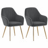 2X Dining Chairs Velvet Set Padded Seat Gold Metal Leg Kitchen Chair Home Office