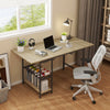 Extendable Dining Table Large Storage Wooden Kitchen Desk with Shelf Rack