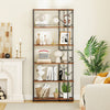 6-Tier Bookshelf Modern Geometric Bookcase-Brown