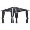 Gazebo with Curtain & LED String Lights 3x3 m Anthracite Aluminium