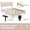 King Size Bed Frame Wooden Slat Bed Platform Upholstered Button Tufted Headboard